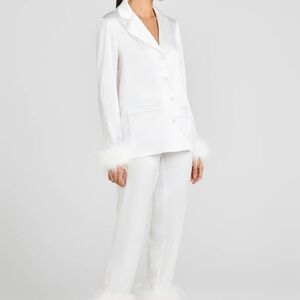 NADINE MERABI DARCIE PAJAMAS White Feather Trim